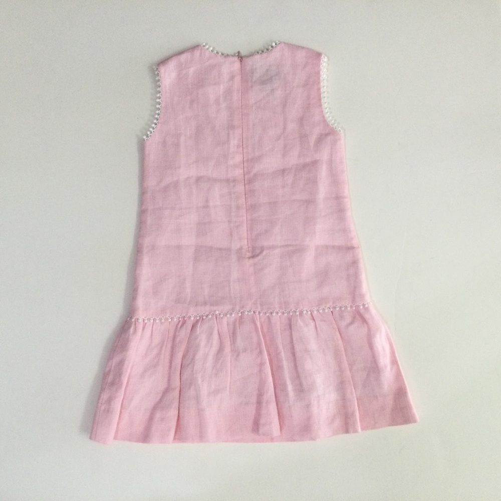 Oscar De La Renta Girls Linen Drop Waist Dress - Picture 2 of 6